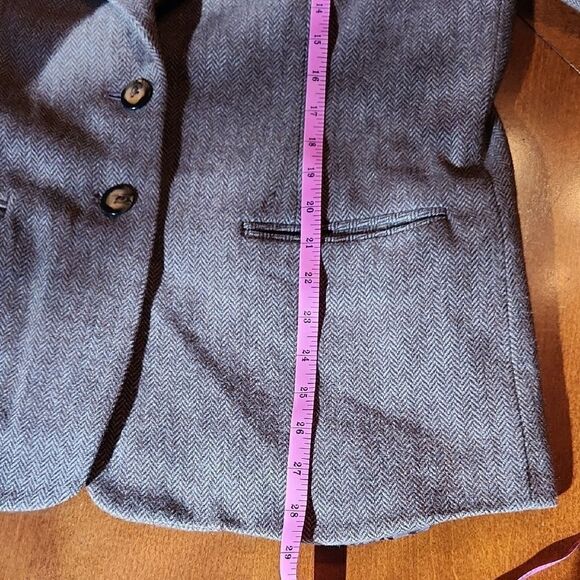 Bridgewater Classic Wool Herringbone Single Breasted Blazer, 14 Petite, Brown - Picture 6 of 8